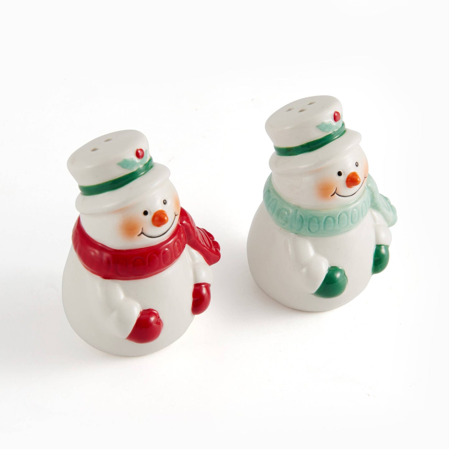 Winterberry Snowman Scarf Salt Pepper Photo Box: RED|GREEN / Dolomite / CHRISTMAS