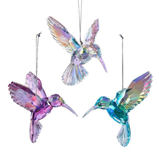 4"ACRYLIC IRID HUMMINGBIRD ORNAMENT 3/A