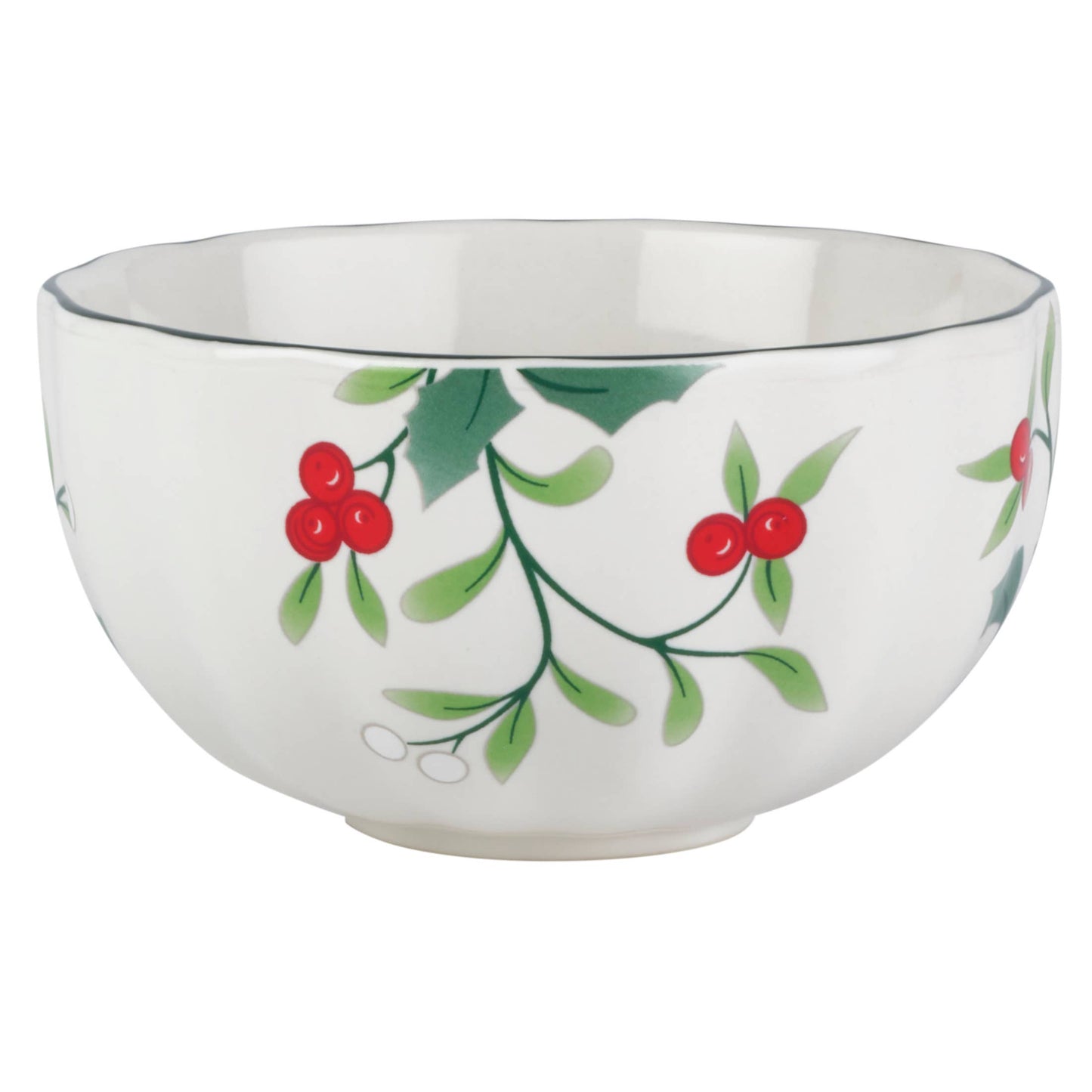 Winterberry Scllp Bowls Micro Macro S3 Brown Box Pkg: RED|GREEN / Stoneware / CHRISTMAS