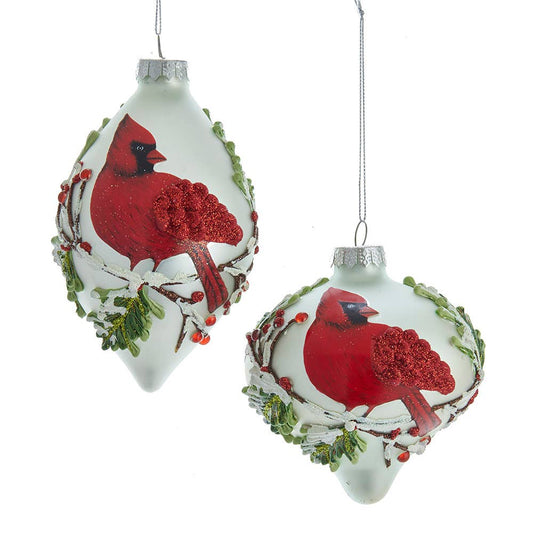 4-5.5"GLASS CARDINAL PATTERN ORNAMENT 2A