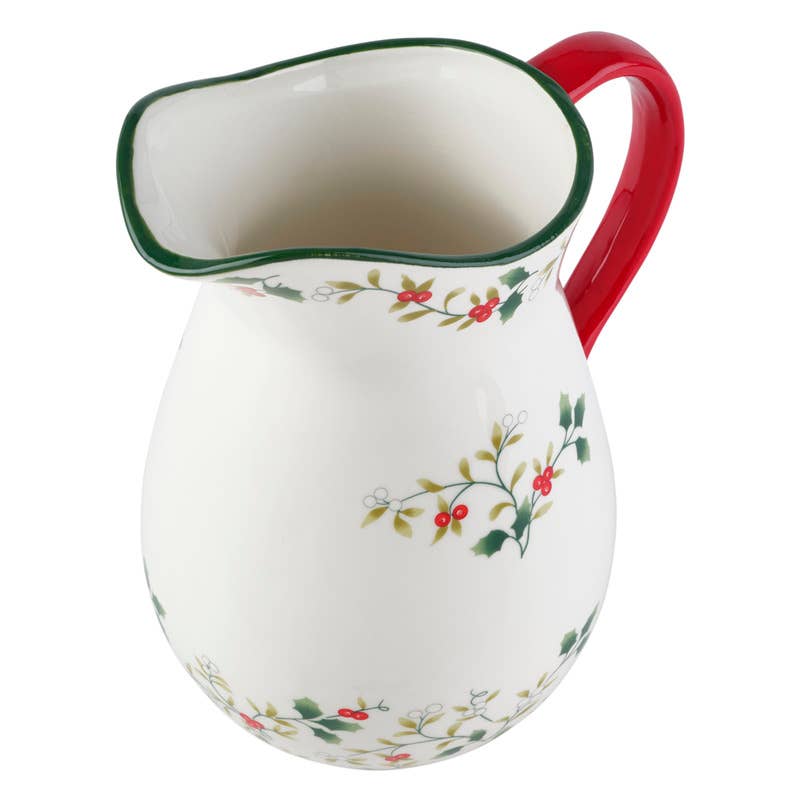 Winterberry 48Oz Pitcher Photo Box: RED|GREEN / Stoneware / CHRISTMAS
