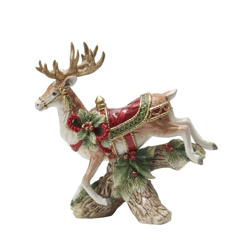 Fitz and Floyd Holiday Hme Landing Deer CH Gift Box Pkg: Earthenware / English / Christmas
