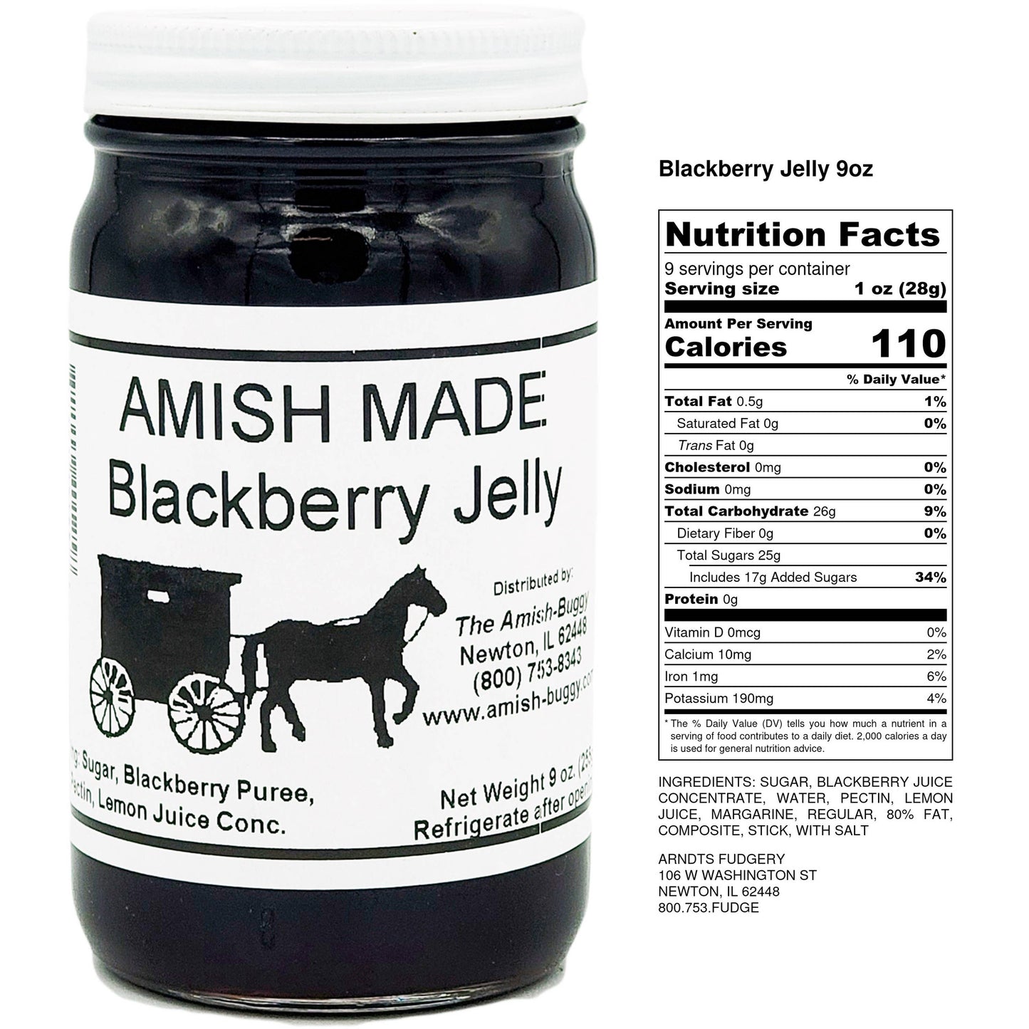 Amish made Jam and Jellies - 8 oz.: Blackberry