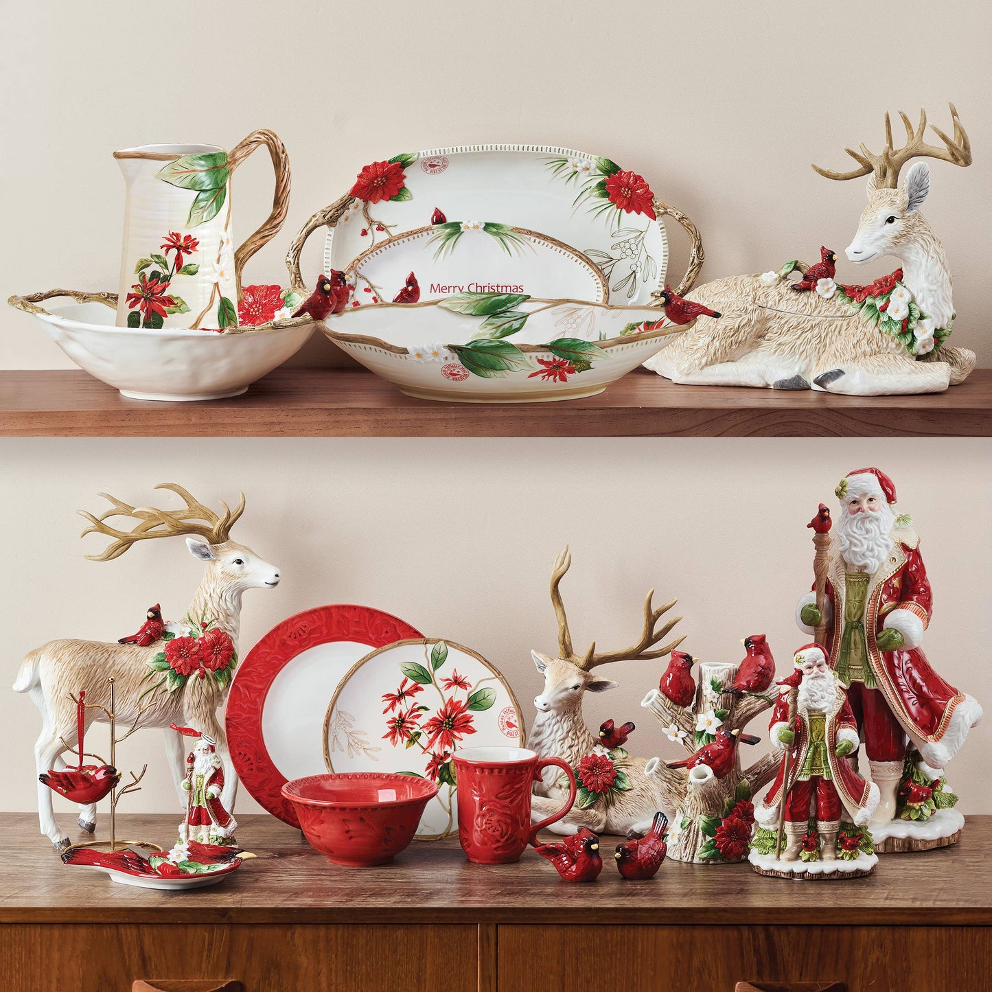 Fitz and Floyd Poinsettia Hldy Cardinal 2025 Orn Photo Box