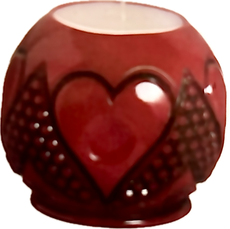 1898 Heart and Thumbprint Rose Bowl Candle