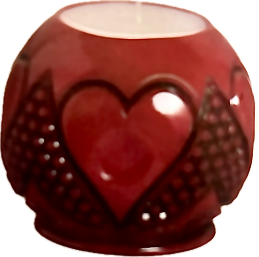 1898 Heart and Thumbprint Rose Bowl Candle