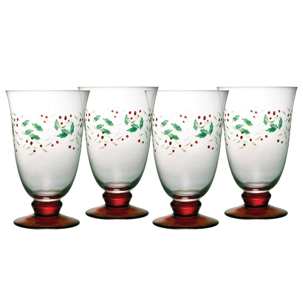 Winterberry 14 Oz Water Goblet S4 Photo Box: Glass / Holiday