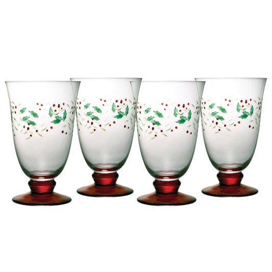 Winterberry 14 Oz Water Goblet S4 Photo Box: Glass / Holiday