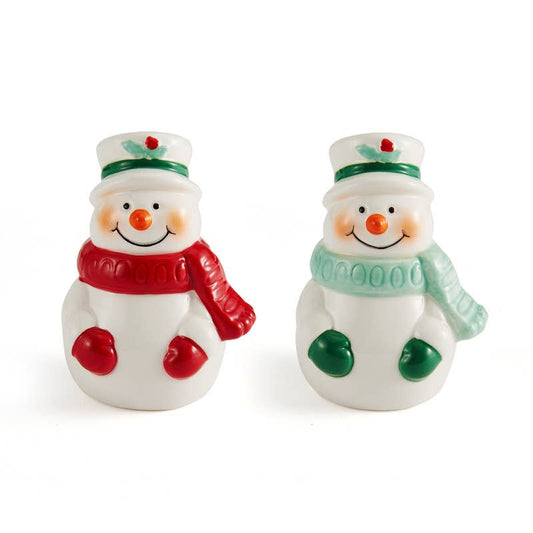 Winterberry Snowman Scarf Salt Pepper Photo Box: RED|GREEN / Dolomite / CHRISTMAS