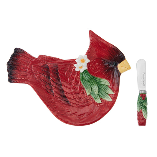 Fitz and Floyd Poinsettia Hldy Snack  Spreader  Photo Box