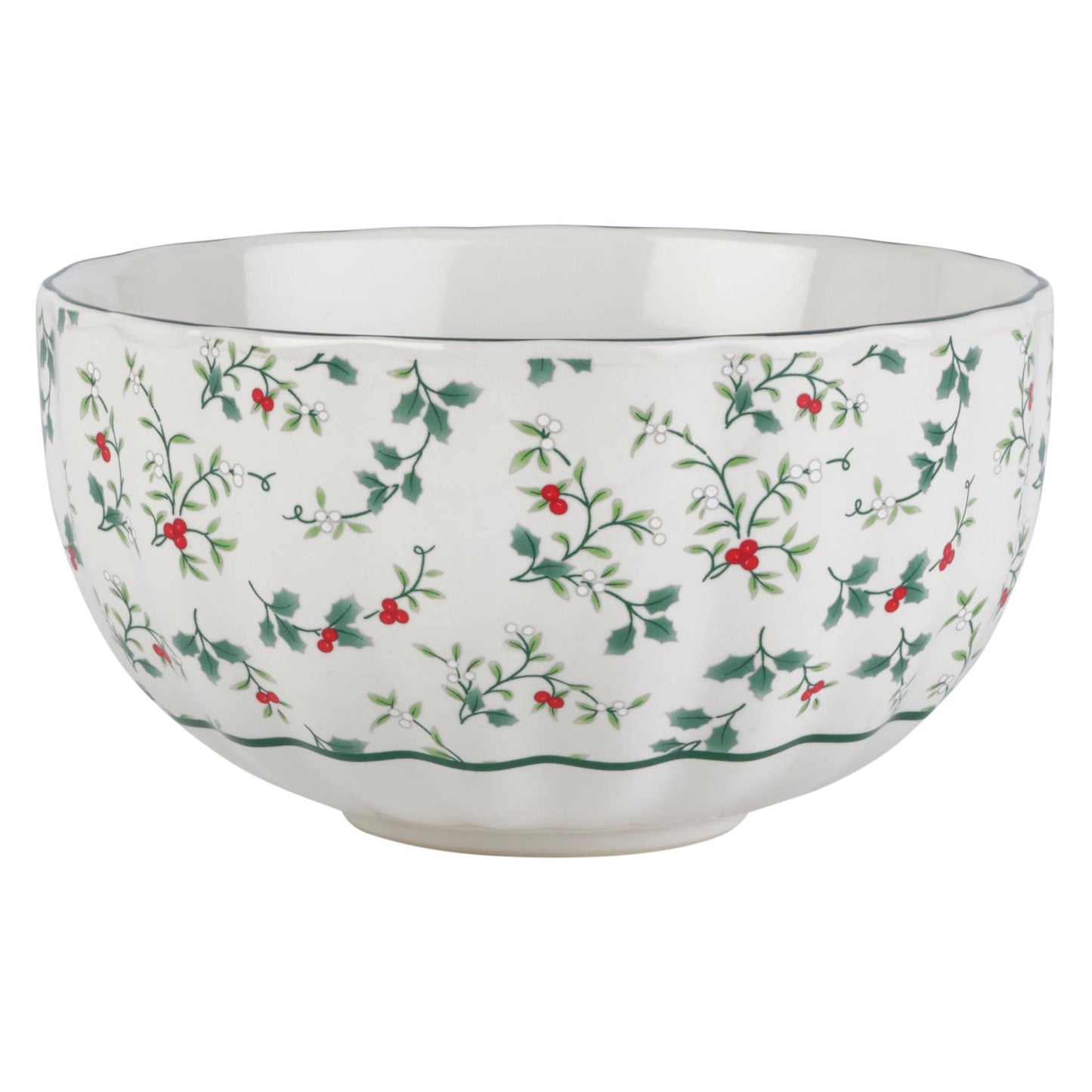Winterberry Scllp Bowls Micro Macro S3 Brown Box Pkg: RED|GREEN / Stoneware / CHRISTMAS
