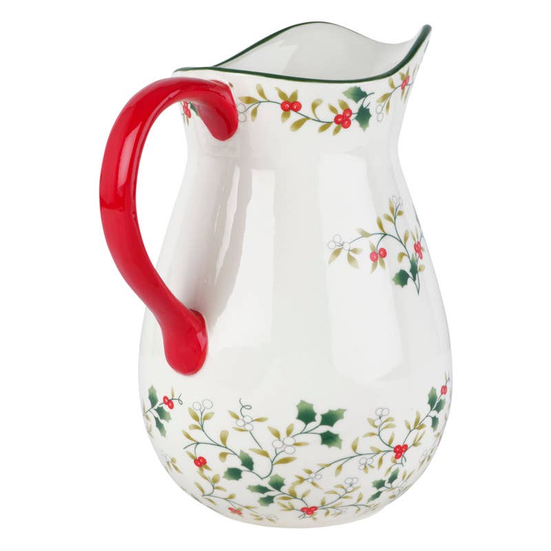Winterberry 48Oz Pitcher Photo Box: RED|GREEN / Stoneware / CHRISTMAS