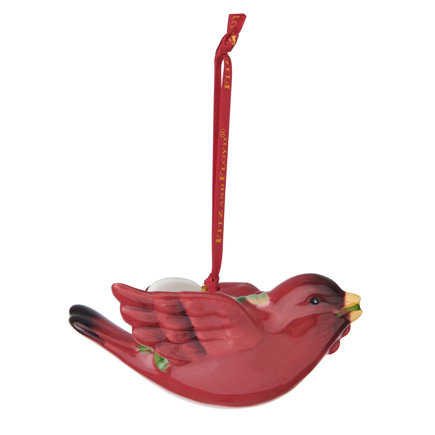 Fitz and Floyd Poinsettia Hldy Cardinal 2025 Orn Photo Box