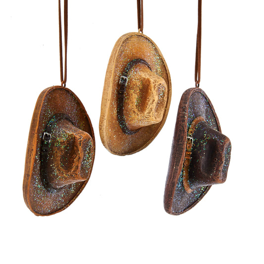 3.5"RESIN COWBOY HAT ORNAMENT 3/ASSTD