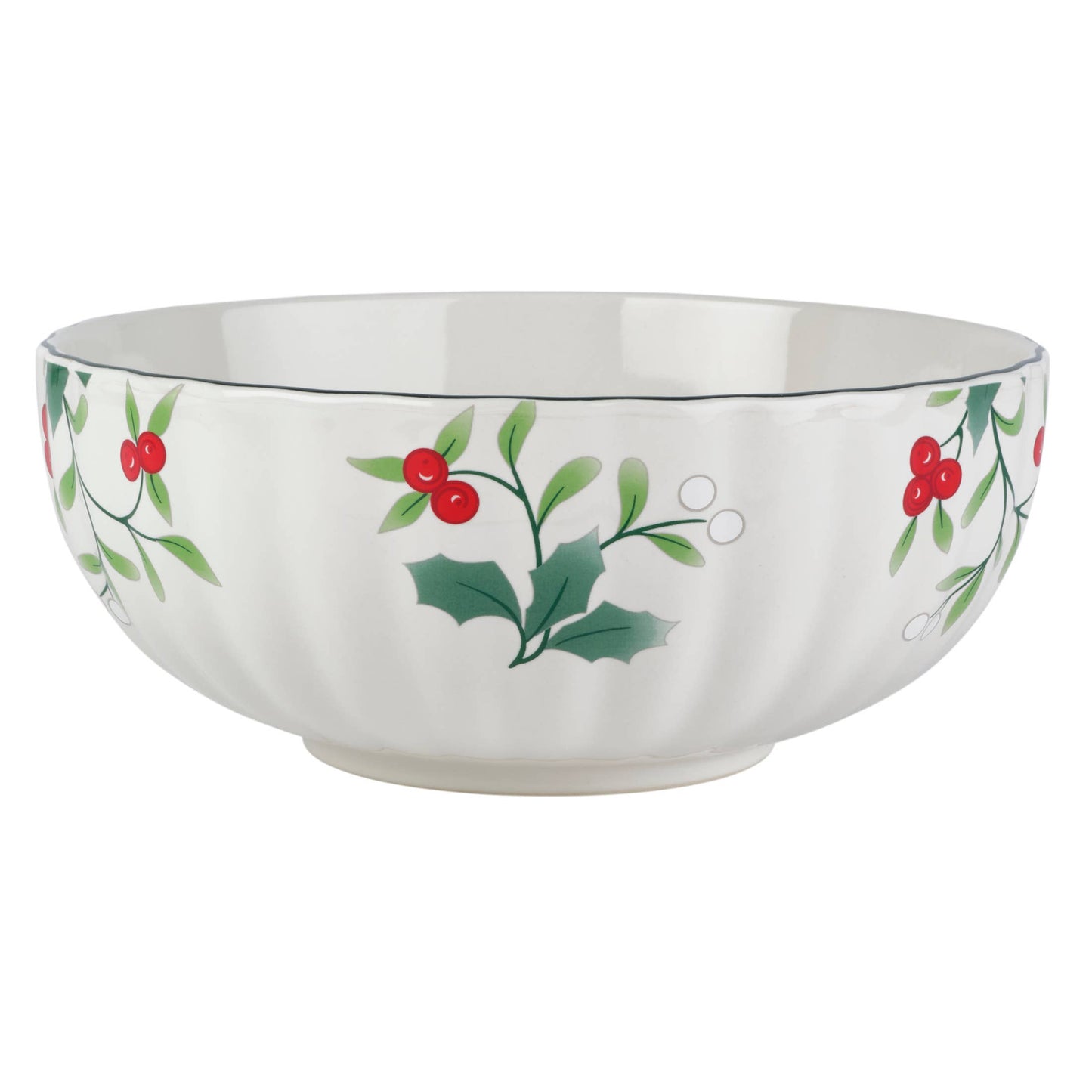 Winterberry Scllp Bowls Micro Macro S3 Brown Box Pkg: RED|GREEN / Stoneware / CHRISTMAS